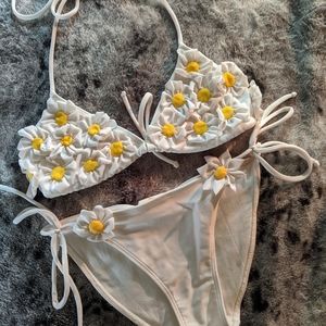 White floral vintage swimsuit